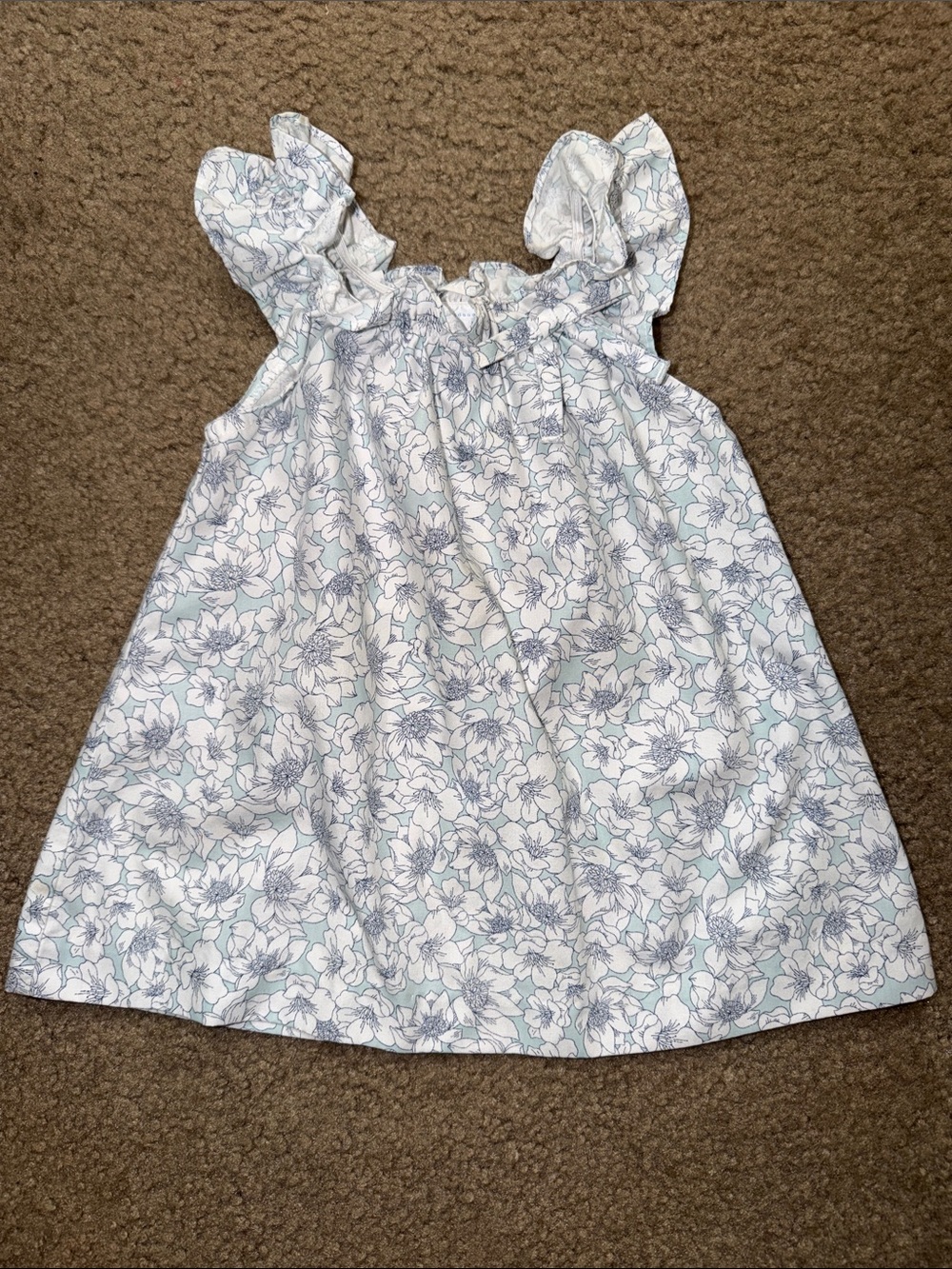 Little English White and Blue Floral Ruffle Tank Blouse - 2T